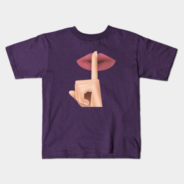 Shh!(Gesture) Kids T-Shirt by CleanRain3675